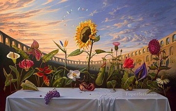 150の主題の芸術作品 Painting - 花の最後の晩餐 シュルレアリスム